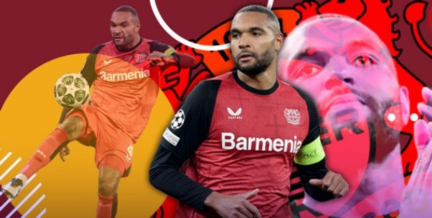 Jonathan Tah trong màu áo Bayer Leverkusen, có thể trở thành cầu thủ tự do vào mùa hè này và là mục tiêu của Manchester United