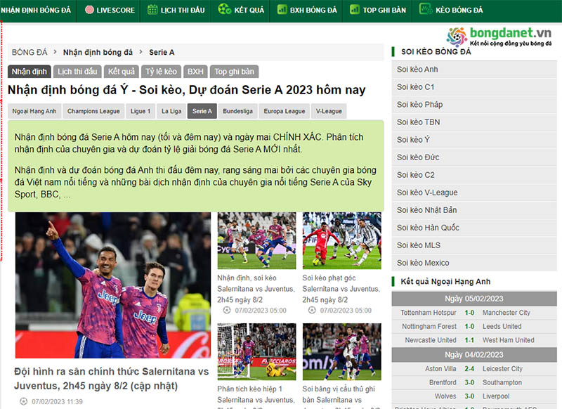 Giao diện website cung cấp thông tin soi kèo bóng đá Ý và nhận định Serie A từ chuyên gia