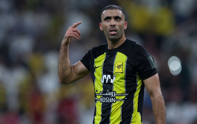 Tiền đạo Abderrazak Hamdallah trong màu áo Al Ittihad, phong độ ấn tượng trước khi gia nhập Al Hilal cho Club World Cup 2025