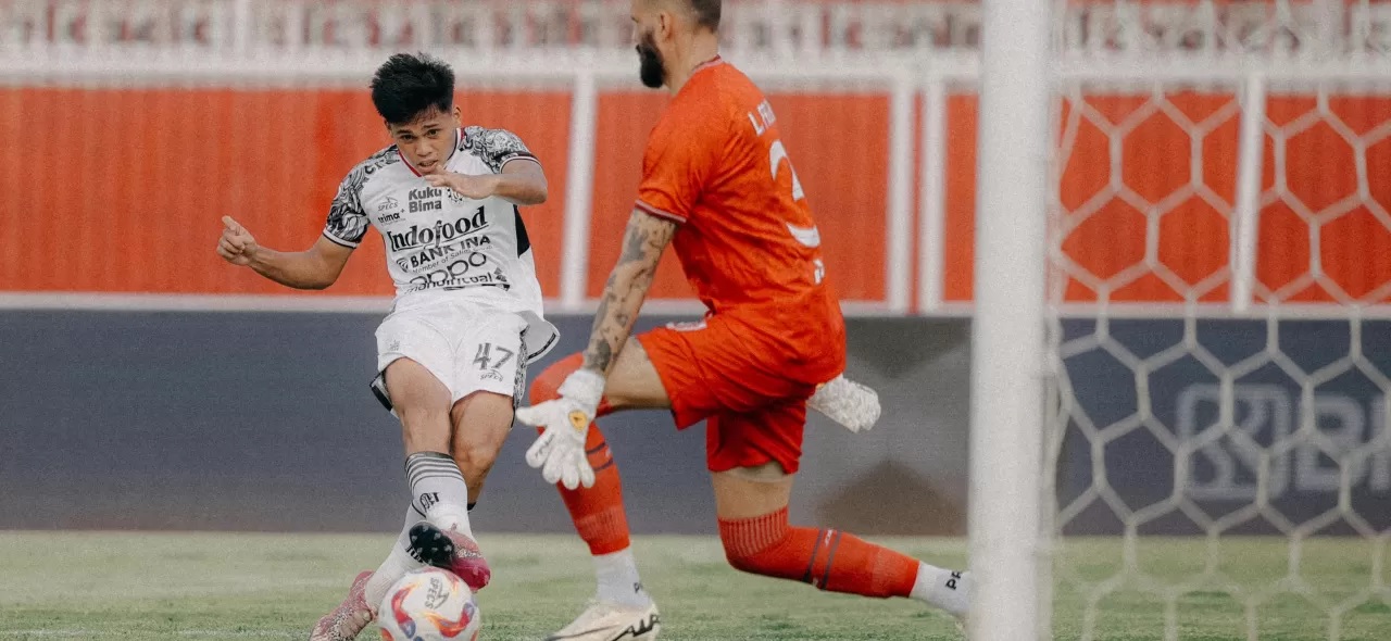 Cầu thủ Arema FC ăn mừng bàn thắng duy nhất vào lưới Bali United