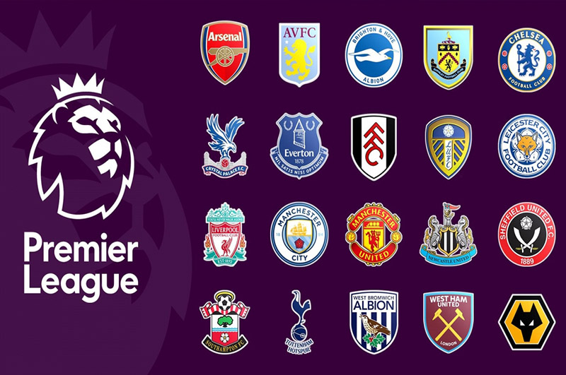 Giải đấu Ngoại hạng Anh - Premier League với logo và sân vận động