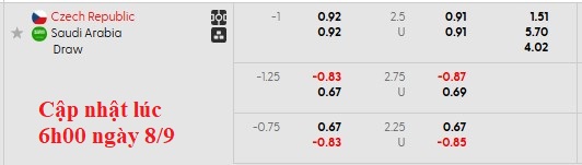 Tổng quan trận đấu giao hữu giữa CH Séc và Saudi Arabia