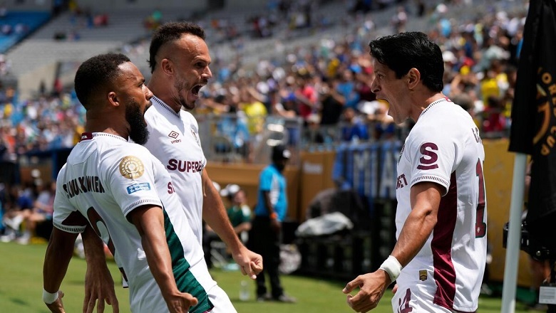 Cầu thủ Fluminense ăn mừng chiến thắng 2-0 trước Inter Milan tại Club World Cup, tiến vào tứ kết.