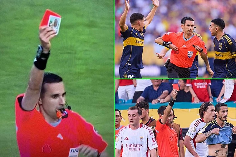 Trọng tài Cesar Ramos vô tình rút ảnh Đức Mẹ Guadalupe thay cho thẻ đỏ trong trận Boca Juniors vs Benfica tại FIFA Club World Cup 2025